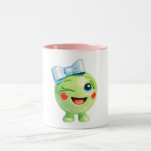 Süße grüne Smiley-Illustration Tasse