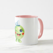 Süße grüne Smiley-Illustration Tasse (VorderseiteRechts)