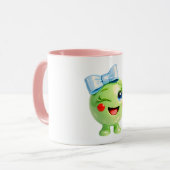 Süße grüne Smiley-Illustration Tasse (Vorderseite Links)