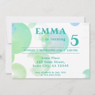 Süße grüne und blaue Blasen Kindergeburtstagsfeier Einladung