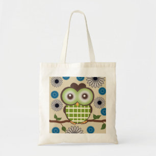 Süße grüne und braune Eulen-Tasche Tragetasche