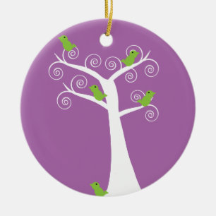 Süße grüne Vögel Fantasie-Natur-Design Keramik Ornament