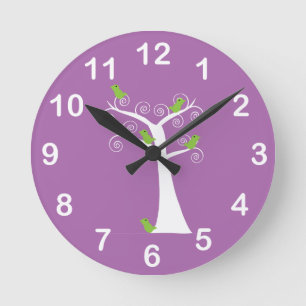 Süße grüne Vögel Fantasie-Natur-Design Runde Wanduhr
