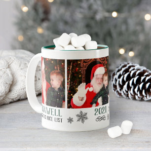Süße grüne Weihnachts-Fotocollage auf der guten Li Zweifarbige Tasse