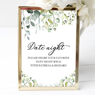 Süße Grünpflanzen-Brautparty-Date Night-Glas-Schil Poster