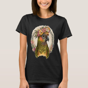 Süße Grünwangensittich-Papageien-Vogel-Blumenkrone T-Shirt