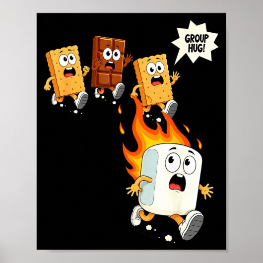 Süße Gruppenumarmung Marshmallow Lagerfeuer S'more Poster (Vorne)