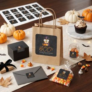Süße gruselige BOO-Wasserfarben-Halloween-Party Quadratischer Aufkleber