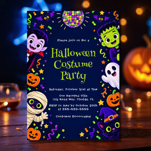 Süße gruselige bunte Kinder Halloween-Kostüm-Party Einladung