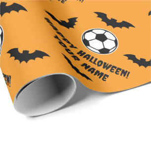 Süße gruselige Frohe Halloween-Fußballparty indivi Geschenkpapier