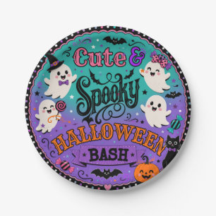 Süße gruselige Halloween-Geister und Kürbis-Party Pappteller