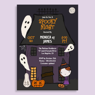 Süße gruselige Halloween-Party im Spukhaus  Einladung
