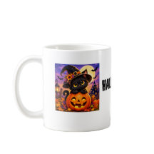 Süße gruselige Halloween-Schwarzkatze- und Kürbist
