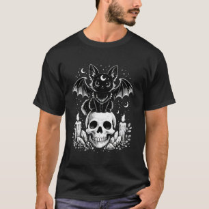 Süße Gruselige Katze Fledermaus Kawaii Pastell Got T-Shirt