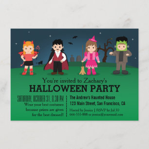 Süße gruselige Monster Halloween-Party Einladung
