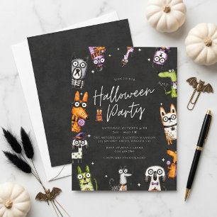 Süße gruselige Wasserfarben-Halloween-Party Einladung