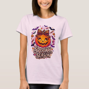 Süße Gruselsaison-Kürbis-Schleife Halloween Jack T-Shirt