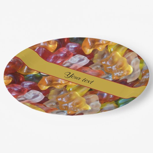 Süße Gummi Bären Pappteller (Schrägansicht)