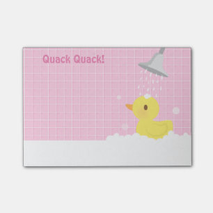 Süße Gummiente in der Dusche für Mädchen Post-it Klebezettel