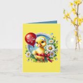 Süße gute Besserung Ente  Karte (Gelbe Blume)