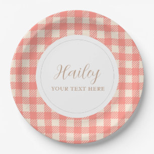 Süße Gute Pink Gingham Karo Geburtstagsfeier Pappteller