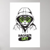 Süße Hacker-Katze Illustration – Cybersicherheits- Poster (Vorne)