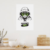 Süße Hacker-Katze Illustration – Cybersicherheits- Poster (Küche)