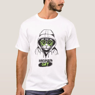 Süße Hacker-Katze Illustration – Cybersicherheits- T-Shirt