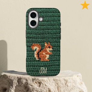 Süße Häkel-Eichhörnchen-Initialen-Monogramm iPhone 16 Hülle