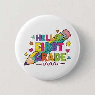 Süße Hallo Erstklässler Zurück zur Schule Kinder Button
