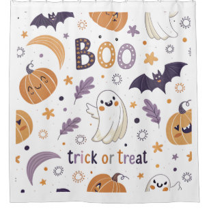 "Süße Halloween Boo Geist & Kürbis Duschvorhang