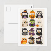 Süße Halloween Cartoon Eule Postkarte (Vorne/Hinten)