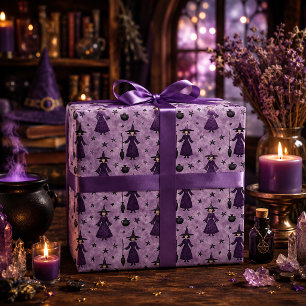 Süße Halloween-Dämmerungshexe Lila Geschenkpapier