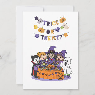 Süße Halloween-Einladungskarte zum Trick-or-Treat Einladung