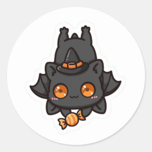 Süße Halloween-Fledermaus-Hexe-Süßigkeit Runder Aufkleber