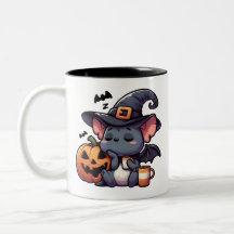 Süße Halloween-Fledermaus- & Kürbis-Kaffeetasse