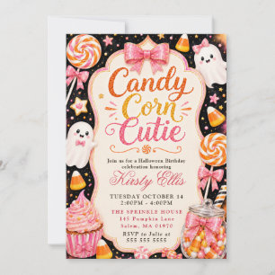 Süße Halloween-Geburtstagsfeier mit Candy Corn Einladung
