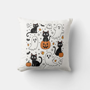 Süße Halloween-Geist Boo-Katze Kissen