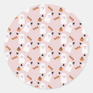 Süße Halloween-Geist-Ghoul-Orange-Pink-Konfetti    Runder Aufkleber