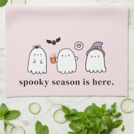 Süße Halloween-Geister Gruselige Saison Rosa Geschirrtuch