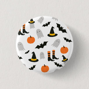 Süße Halloween-Geister Hexe Nahtloses Muster Button
