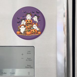 Süße Halloween-Geister in Coquette-Schleifen und K Magnet