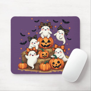 Süße Halloween-Geister in Coquette-Schleifen und K Mousepad