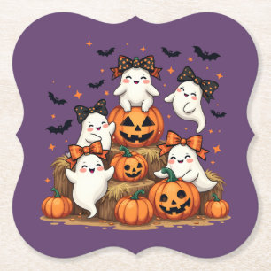 Süße Halloween-Geister in Coquette-Schleifen und K Untersetzer