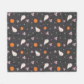 Süße Halloween-Geister-Muster-Decke | Schwarz Fleecedecke (Vorderseite (Horizontal))