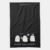 Süße Halloween-Geister Schwarz Geschirrtuch (Vertikal)