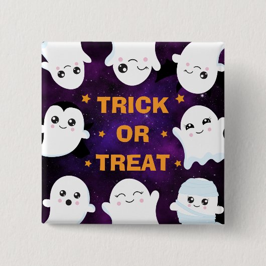 Süße Halloween-Geister: Süßes oder Saures Button (Vorderseite)