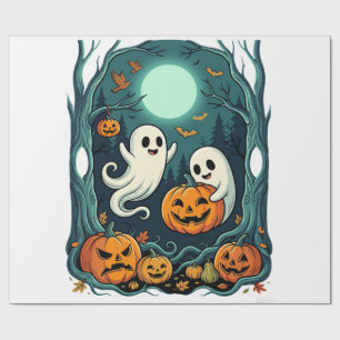 Süße Halloween-Geister und Jack O Lantern Wald (2 Geschenkpapier