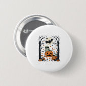 Süße Halloween-Geister und Jack-O-Lantern-Wald Button (Vorne & Hinten)
