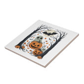 Süße Halloween-Geister und Jack O Lantern Wald Fliese (Seite)